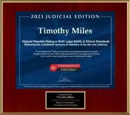 Picture of AV Judicial rating awarded to Timothy L. MIles