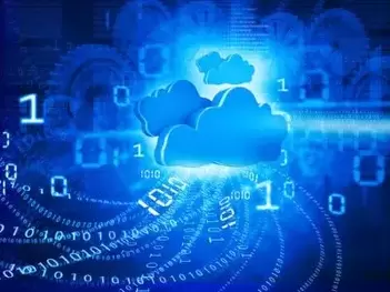 Cloud computing concept blue background