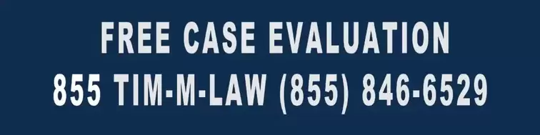 Attorney advertisement to call for free case evaluation, blue background, white foreground